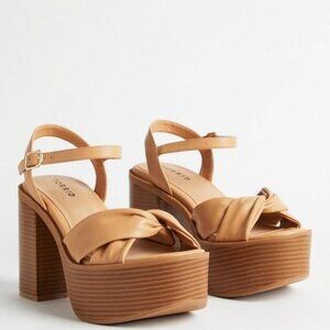 TORRID Tan Platform Soft Knot Heeled Sandal Size 9WW